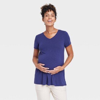 Isabel Maternity by Ingrid & Isabel Short Sleeve V-Neck with Side Zip Nuring Maternity T-Shirt - Iabel Maternity by Ingrid & Iabel™ Navy XL