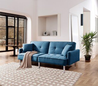 IDEAZ International 1239LSL Blue Fabric Convertible Futon