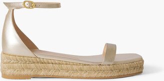 Metallic leather espadrille platform sandals