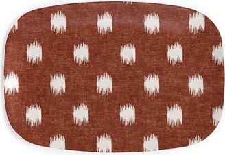 Serving Platters: Ikat Polka Dots - Rust Serving Platter, Red