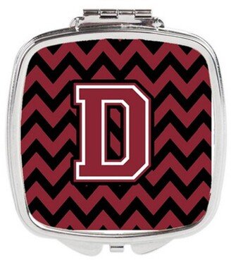 CJ1052-DSCM Letter D Chevron Garnet & Black Compact Mirror