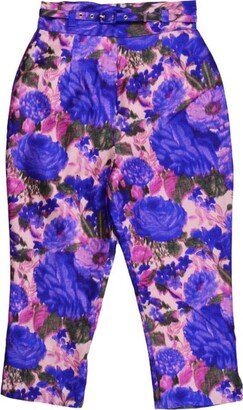 Floral Printed Cropped Trousers-AA