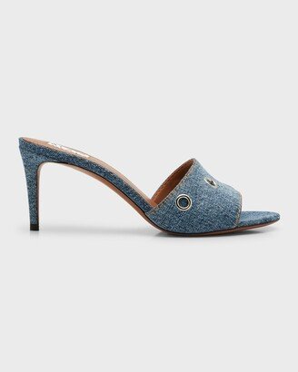 Oeillets Denim Slide Sandals