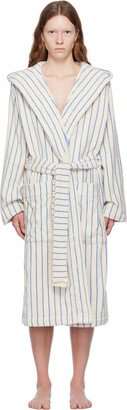 White & Blue Hooded Bathrobe