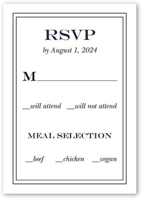 Rsvp Cards: Classic Simple Script Wedding Response Card, Black, Matte, Signature Smooth Cardstock, Square