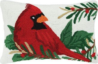 Cardinal Mistletoe Hooked Throw Pillow