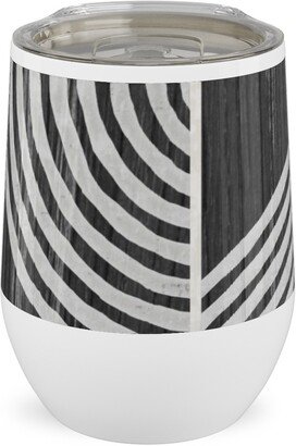 Travel Mugs: Boho Tribal Woodcut Geometric Shapes Stainless Steel Travel Tumbler, 12Oz, Black