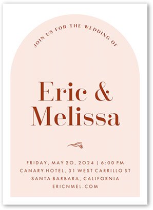 Wedding Invitations: Earthy Arch Wedding Invitation, Pink, 5X7, Pearl Shimmer Cardstock, Square