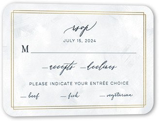 Rsvp Cards: Bright Night Wedding Response Card, Blue, Gold Foil, Pearl Shimmer Cardstock, Rounded