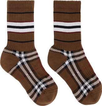 Brown Check Mashup Socks