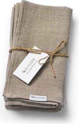 In Flore Stella Sustainable Linen Table Napkin, Set Of Four, Light-Beige |