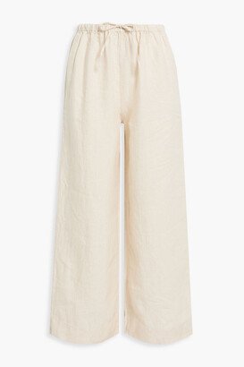 Linen-gauze wide-leg pants