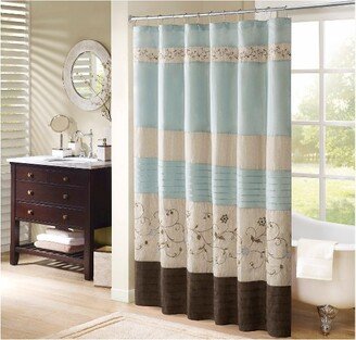 Monroe Embroidered Floral Shower Curtain Blue