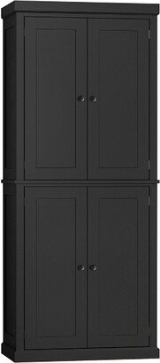 HOMCOM Freestanding Modern 4 Door Kitchen Pantry, Storage Cabinet Organizer with 6-Tier Shelves, and 4 Adjustable Shelves, Black