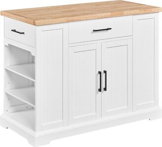 36″ H Wooden Kitchen Island Modern Storage Cabinet with Drawer, White