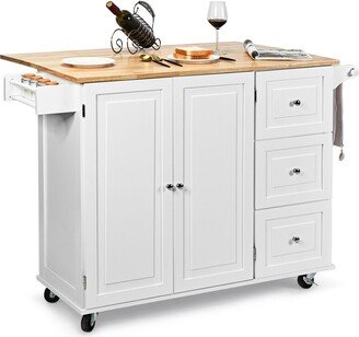 Drop-Leaf Kitchen Island Trolley Cart Wood Storage Cabinet w/ - See Details