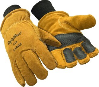 Men's Warm Double Insulated Leather Work Gloves with Abrasion Pads