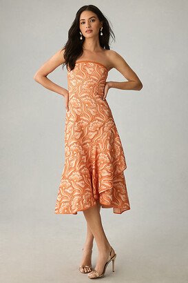 By Anthropologie Strapless A-Line Ruffle-Hem Dress