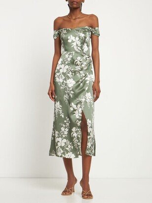 Genesis printed silk satin midi dress