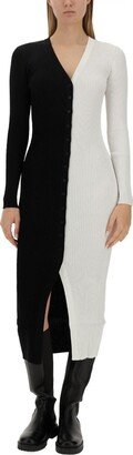 V-Neck Knitted Midi Dress