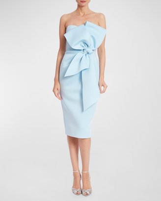 Strapless Bow-Front Bodycon Midi Dress