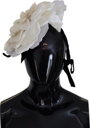 White Large Floral Silk One Size Women's Hat