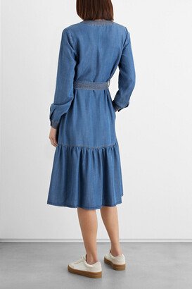 Ellie gathered Lyocell-chambray midi dress