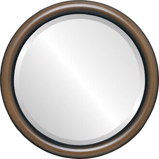 OVALCREST by The OVALCREST Mirror Store Pasadena Framed Round Mirror in Walnut