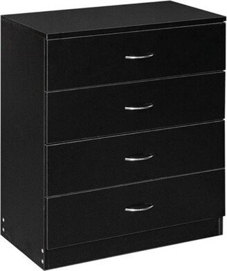 MDF Wood Simple 4-Drawer Dresser Black