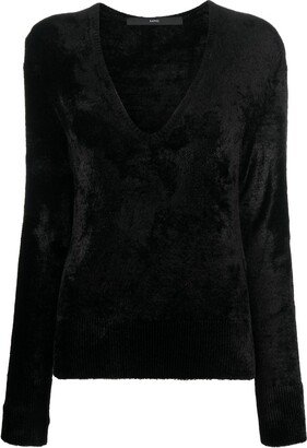 SAPIO V-neck velvet jumper