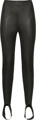 High waist leather skinny pants