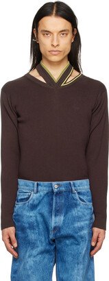 Brown Embroidered Sweater