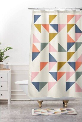 June Journal Floating Triangles Shower Curtain