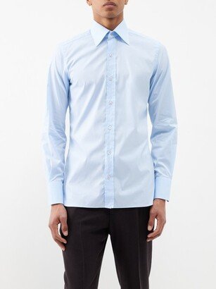 Point-collar Cotton-poplin Shirt-AB