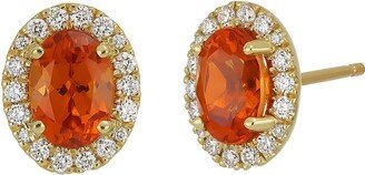 Cushion Mandarin & Diamond Pavé Stud Earrings