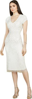 Women's Cap Sleeve Midi Bridal Dress