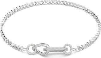 Dextera necklace, Pavé, Mixed links, White, Rhodium plated