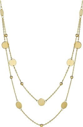 Oradina 14K Yellow Solid Gold Manhattan Layered Station Necklace