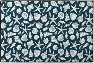 Door Mats: Textured Ocean Seashells - Dark Blue Door Mat, Blue