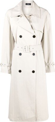 Double-Breasted Belted Trench Coat-AH