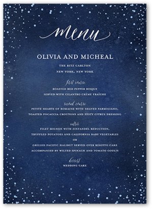 Wedding Menu Cards: Resplendent Night Wedding Menu, Blue, 5X7 Flat Menu, Standard Smooth Cardstock, Square