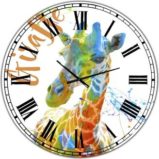 Designart Colorful Safari Animals D Large Cottage Wall Clock - 36 x 36