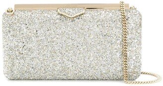 Ellipse sequin-embellished clutch