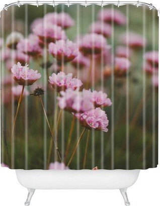 Hello Twiggs Flowers Shower Curtain Green