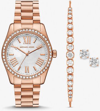 Lexington Pavé Rose Gold-Tone Watch and Jewelry Gift Set