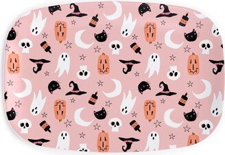 Serving Platters: Sweet Halloween Pumpkin, Witch, Ghost, Cat Serving Platter, Pink