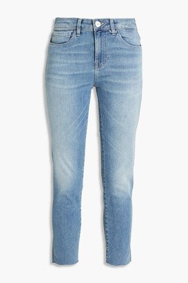 Cropped frayed mid-rise skinny jeans