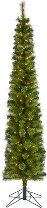 Pencil Artificial Christmas Tree with Lights and Bendable Branches, 84