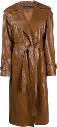 Panelled Faux-Leather Trenchcoat