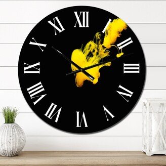 Designart 'A Cloud Of Yellow Paint Released Into Clear Water' Modern wall clock